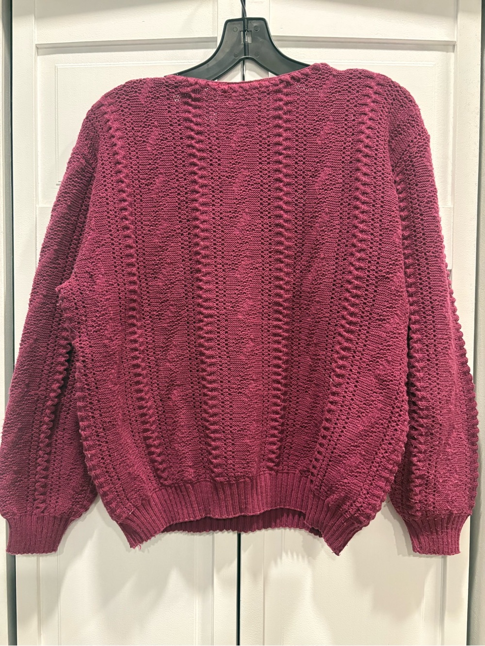 Glamour Raspberry Cable-Knit Crewneck Sweater - Picture 2 of 3